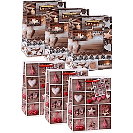 TSI-cadeauzakjesset serie 9, 6-delig, 3 x motief „Christmas Decorations“/3 x motief „Christmas Accessoires“, PP-folie, in verschillende kleuren