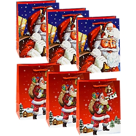 TSI-cadeauzakjesset Sinterklaas, 6-delig, 3 x motief „Sinterklaas in het landschap“/3 x motief „Sinterklaas tegen een blauwe lucht“, PP-folie, blauw