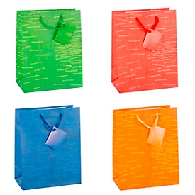 TSI Geschenktasche Laura, mittelgroß, 18 x 10 x 23 cm, reißfest, 12er-Set, farbsortiert