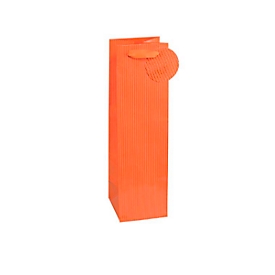TSI geschenktasje krijtstreep, voor flessen, 12 x 8 x 36 cm, scheurvast, set van 4 oranje