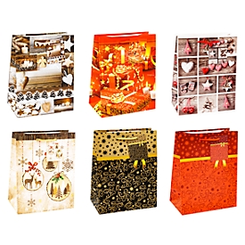 TSI Geschenktüte Weihnachten Serie 9, Polypropylen, B 180 x T 100 x H 230 mm, 12er-Set, 6 Motive sortiert