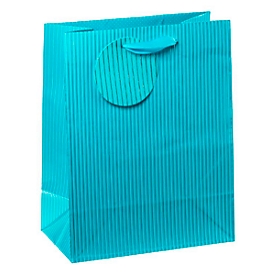 TSI gift bag medium, pinstripe blue, incl. ribbon & label, 4 pieces