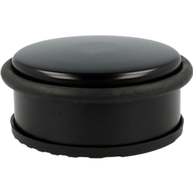 Türstopper, rund, mit türschonendem Gummiring, rutschfest, Ø 100 x H 40 mm, Edelstahl schwarz 