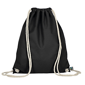 Turnbeutel TEXXILLA, als Rucksack nutzbar, naturfarbene Kordeln, OEKO-TEX® STANDARD 100, L 380 x B 460 mm, Fairtrade-Baumwolle, schwarz