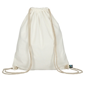 Turnbeutel TEXXILLA, als Rucksack nutzbar, naturfarbene Kordeln, OEKO-TEX® STANDARD 100, L 380 x B 460 mm, Fairtrade-Baumwolle, weiß