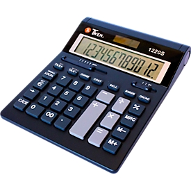 Twen 1220 S Tischrechner schwarz, 12-stelliges LCD-Display, Dual Power Solar/Batterie, große Tasten für komfortables Tippen, kompakt fürs Büro
