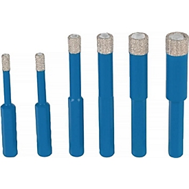 TYROLIT tegelboorset DDT HEX, 6-delig, Ø 5-14 mm, paraffinevulling, vacuümgesoldeerde diamantboren