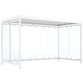 Überdachungssystem WSM Köln K4 b/b, B 4195 x H 2510 x T 2165 mm, lichte H 2360, als Bausatz o. fertig montiert, verkehrsweiß