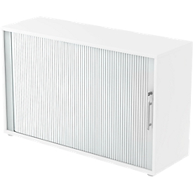 ULM cross shutter cabinet, 2 AA, shutters aluminium silver, W 1200 x D 400 x H 748 mm, white