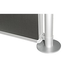 Ultradex Standfuß, rund, klein, für die Befestigung von Sichtschutzwänden/Tischtrennwänden auf Schreibtischen, Ø 120 mm, Stahl, weißaluminium RAL 9006