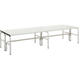 Umkleidebank, Edelstahlrohr/Alu, doppelt, L 2000 mm, lichtgrau
