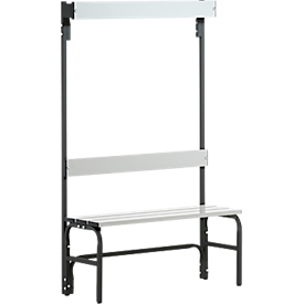 Umkleidebank, Edelstahlrohr/Alu, einfach mit Garderobenteil, L 1015 mm, anthrazit