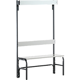 Umkleidebank, Stahlrohr/Alu, einfach mit Garderobenteil, 1015 mm lang, anthrazit