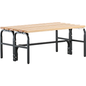 Umkleidebank, Stahlrohr/Holz, doppelt, L 1015 mm, anthrazit