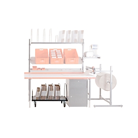 Under-table magazine for packing and work table Rocholz System 1600/2000, short, up to 100 folding cartons, W 1015 x D 600 x H 604 mm, light gray