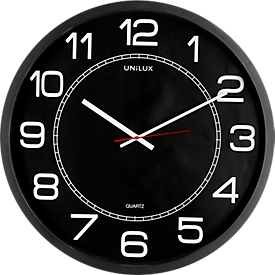 Unilux MEGA Wanduhr, Durchmesser 57,5 cm, Quarz-Uhrwerk, schwarz