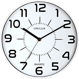 Unilux POP wandklok wit, diameter: 30,5 cm, quartz uurwerk, geruisloze kruipende wijzers, batterij inbegrepen