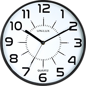 Unilux POP Wanduhr schwarz, Durchmesser: 30,5 cm, Quarzuhrwerk, leise schleichende Zeiger, Batterie inklusive