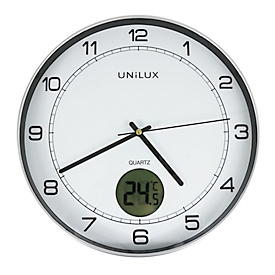 UNILUX Wanduhr Tempus, mit Thermometer, Quarz, Ø 30,5 cm, metallgrau