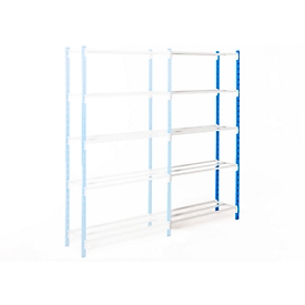 Universal clip-on shelving, additional module, 5 wire mesh shelves, load per shelf 170 kg, W 1000 x H 2000 x D 300 mm