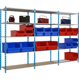 Universal clip-on shelving, base unit, 5 wire mesh shelves, load per shelf 170 kg, W 1000 x H 2000 x D 300 mm