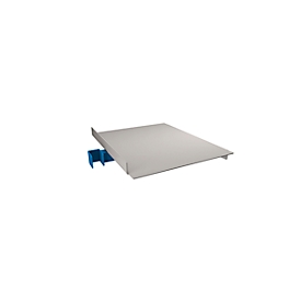 Universal shelf for packing and work table Rocholz System 1200/1600/2000, up to 25 kg, height-adjustable, W 440 x D 520 x H 90 mm, light gray