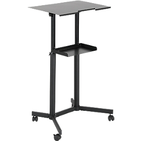 Update Display mobiel sta bureau ZWART, in hoogte verstelbaar, kantelbaar bureau, 1 plank, met wielen, zwart