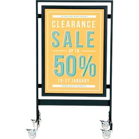 Update Display Panneau de trottoir SQUARE, format d'affiche DIN A1, cadre pliable HardLine, support d'affiche mobile, noir