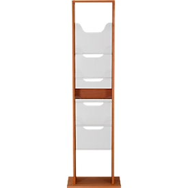 Update Display vloerstandaard WoodMagazine, 10 x DIN A4, dubbelzijdig, beukenhout, acrylglas, vrijstaand, beuken