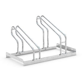 Upright parker WSM, 1-sided, for tires up to W 55 mm, W 700 x D 538 x H 415 mm, hot-dip galvanized steel, 2 parking spaces, disassembled