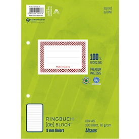 Ursus Ringbuchblock Green, DIN A5, liniert, 100 Blatt