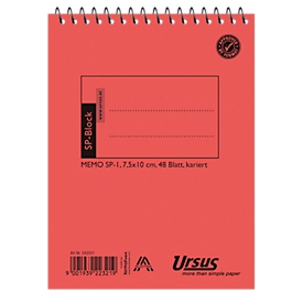 Ursus Spiralblock, 4 mm kariert, 48 Blatt/Block, 70 x 100 mm