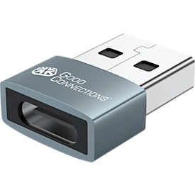USB 2.0-adapter Good Connections, USB-A naar USB-C-aansluiting, vermogen 60 W, tot 480 Mbit/s, aluminium, grijs