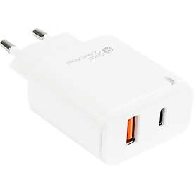 USB fast charger Good Connections, 2-port with 1 x USB-A + 1 x USB-C, power 20 W, white