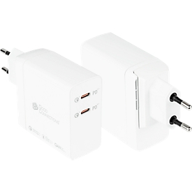 USB fast charger Good Connections, with GaN technology, 2-port with 2 x USB-C, power 140 W, incl. charging cable, white