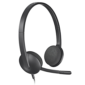 USB-headset Logitech H340, binauraal, instelbare microfoon met ruisfilter, verstelbare hoofdband, B 173 x D 65 x H 210 mm, zwart