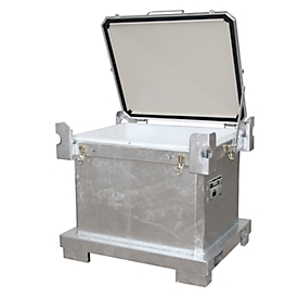 Used battery container BAUER SAP 600 K, sheet steel, hot-dip galvanised, lockable, stackable,  W 1200 x D 1000 x H 1055 mm