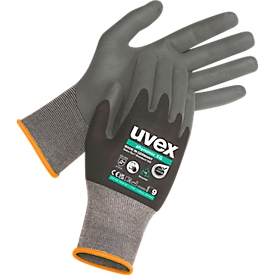 uvex phynomic XG work gloves, EN 388 4 1 2 1 X, polyamide/elastane, black, size 6, 10 pairs