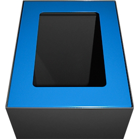 V-Part lid for modular waste separation system 60 L, powder-coated steel, W 255 x D 330 x H 20 mm, blue