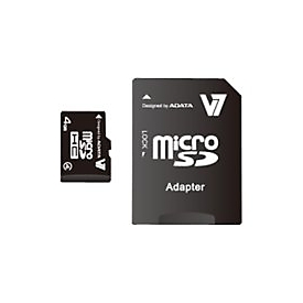 V7 VAMSDH4GCL4R-2E - Flash-Speicherkarte (microSDHC/SD-Adapter inbegriffen) - 4 GB - Class 4 - microSDHC - Schwarz