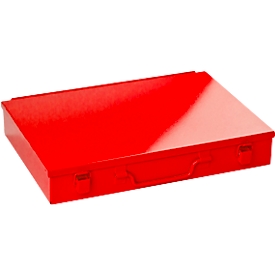 Valise d'assortiment ADB, vide, 24 compartiments, verrouillable, avec poignée, L 330 x P 230 x H 50 mm, acier &amp; plastique ABS, rouge trafic RAL 3020