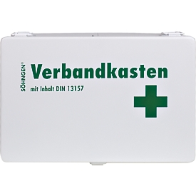 Valise premiers secours KIEL SÖHNGEN®, tôle d'acier, blanc, avec remplissage selon 13157