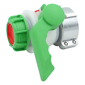 Vanne à bille IBC, avec articulation rotative intégrée, raccord de réservoir diamètre 74 - 81 mm