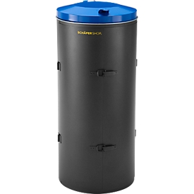 VAR Abfallbehälter 120 L, Kompakt-Doppeltür, 180° versetzt, beschichtet, blau RAL 5010