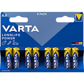 VARTA-batterijen Longlife Power, spanning 1,5 V, bijzonder lange levensduur, Mignon AA, 8 stuks