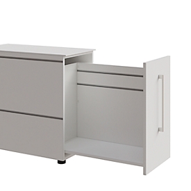 Vast ladeblok SOLUS PLAY, met uittrekcompartiment, aanbouw links, diepte 400 mm, wit