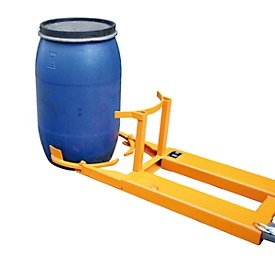 Vatenheffer BAUER FH-I, staal, voor 220 l vaten, 300 draagvermogen, B 600 x D 1380 x H 480 mm, oranje