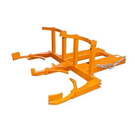 Vatenheffer BAUER FH-II, staal, 720 kg draagvermogen, voor 220 l vaten, B 1160 x D 1380 x H 485 mm, oranje