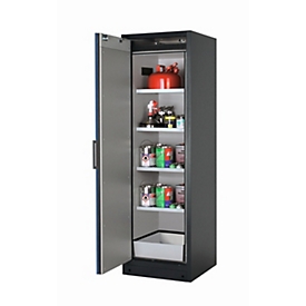 Veiligheidskast type 90 asecos Q-CLASSIC-90, scharnierende deur, links scharnierend, gentiaanblauw front, B 599 x D 615 x H 1953 mm