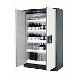 Veiligheidskast type 90 asecos Q-CLASSIC-90, scharnierende deuren, voorzijde zuiver wit, B 1193 x D 615 x H 1953 mm